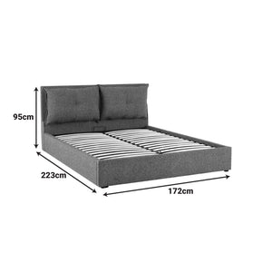 Κρεβάτι διπλό Dorma pakoworld με αποθηκευτικό χώρο εκρού ύφασμα 160x200εκ