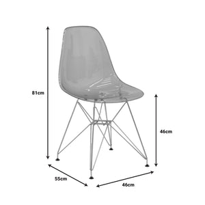 Καρέκλα Adelle pakoworld PP διάφανο γκρι-inox πόδι 46x55x81εκ