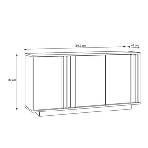 Μπουφές Chesto pakoworld μελαμίνη σε λευκή και oak απόχρωση 169.2x42x87εκ