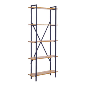 Βιβλιοθήκη Derena pakoworld oak με μαύρο μέταλλο 60x29x160εκ