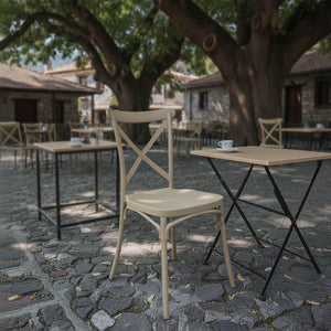 Καρέκλα Crossie pakoworld στοιβαζόμενη pp σε απόχρωση cappucino 38x46.5x82εκ
