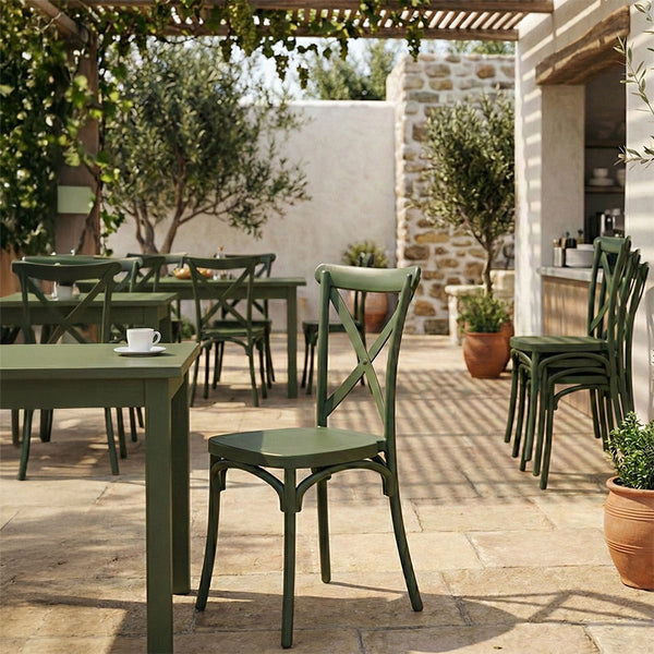 Καρέκλα Crossie pakoworld στοιβαζόμενη pp σε σκούρο πράσινο απόχρωση 38x46.5x82εκ
