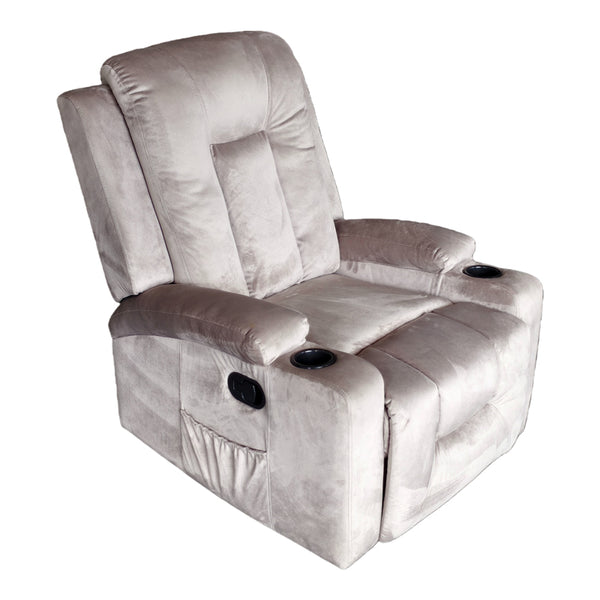 Πολυθρόνα relax Gessel pakoworld βελούδο σε γκρι απόχρωση 80x90x98εκ
