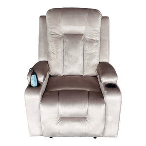 Πολυθρόνα relax με μηχανισμό massage Gessel pakoworld βελούδο σε γκρι απόχρωση 80x90x98εκ