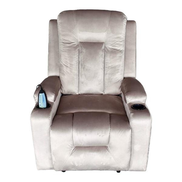 Πολυθρόνα relax με μηχανισμό massage Gessel pakoworld βελούδο σε γκρι απόχρωση 80x90x98εκ