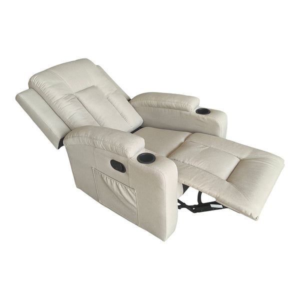 Πολυθρόνα relax με μηχανισμό massage Gessel pakoworld μπεζ ύφασμα 80x90x98εκ