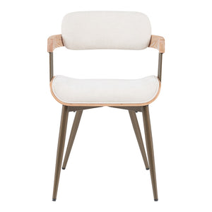 Πολυθρόνα Cameo pakoworld μέταλλο μπρονζέ-white-wash ξύλο-μπέζ ύφασμα 53x49.5x75.5εκ