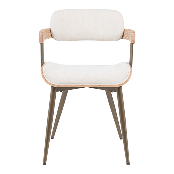 Πολυθρόνα Cameo pakoworld μέταλλο μπρονζέ-white-wash ξύλο-μπέζ ύφασμα 53x49.5x75.5εκ