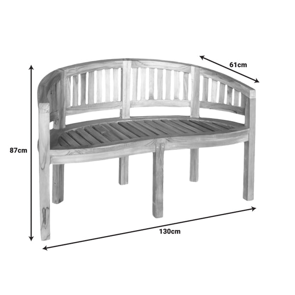 Καναπές διθέσιος Coren pakoworld φυσικό teak ξύλο 130x61x87εκ