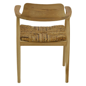 Πολυθρόνα Denverone pakoworld φυσικό teak ξύλο και ψάθα 57x54x79εκ