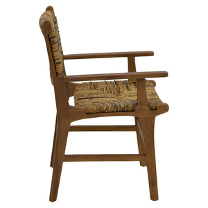 Πολυθρόνα Refane pakoworld φυσικό teak ξύλο-ψάθα 55x60x85εκ