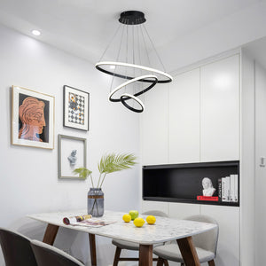 Φωτιστικό οροφής Rings pakoworld led μέταλλο μαύρο Φ60x100εκ