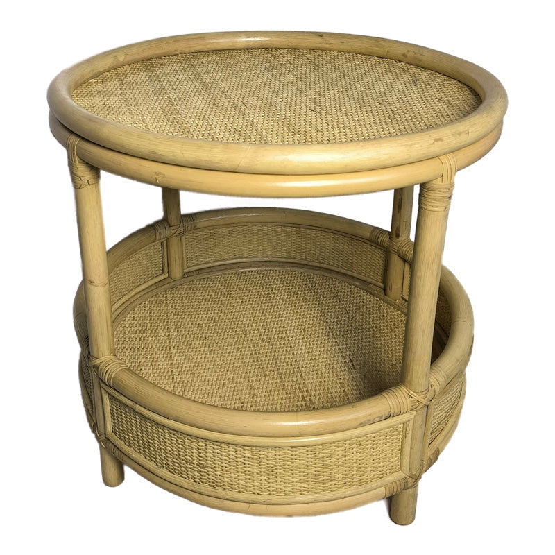 Βοηθητικό τραπέζι Moody pakoworld pe rattan σε φυσική απόχρωση Φ55x51εκ