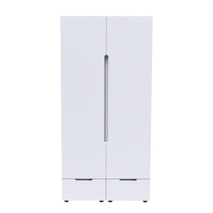Ντουλάπα δίφυλλη Afina pakoworld mdf σε λευκή glossy απόχρωση 100x57x213εκ