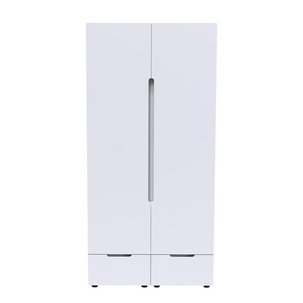 Ντουλάπα δίφυλλη Afina pakoworld mdf σε λευκή glossy απόχρωση 100x57x213εκ
