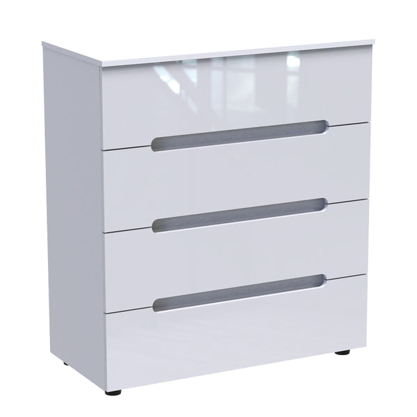 Συρταριέρα Afina pakoworld mdf σε λευκή glossy απόχρωση 90x44x101εκ