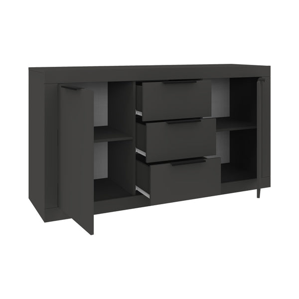 Μπουφές Doha pakoworld σε ανθρακί απόχρωση 150x45x80.5εκ