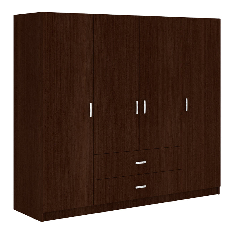 Ντουλάπα τετράφυλλη Royal pakoworld με συρτάρια wenge 200x58x177εκ