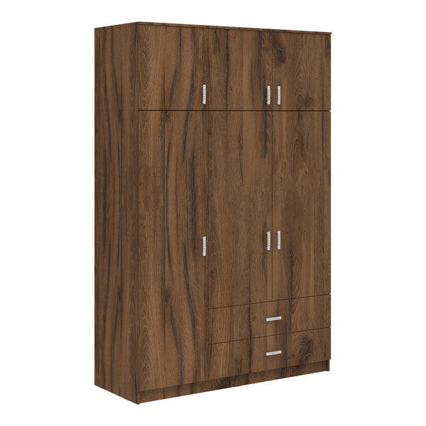 Ντουλάπα τρίφυλλη με συρτάρια Royal pakoworld καρυδι-oak 150x58x230εκ