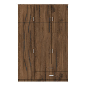 Ντουλάπα τρίφυλλη με συρτάρια Royal pakoworld καρυδι-oak 150x58x230εκ
