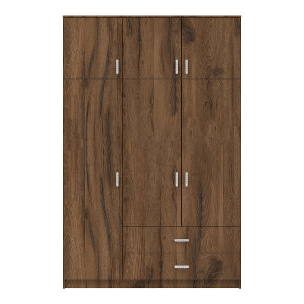 Ντουλάπα τρίφυλλη με συρτάρια Royal pakoworld καρυδι-oak 150x58x230εκ