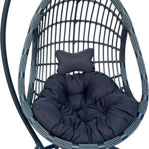 Κούνια φωλιά με βάση Cungo pakoworld μέταλλο ανθρακί pe rattan σε γκρι απόχρωση 125x105x195εκ
