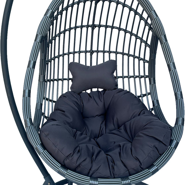 Κούνια φωλιά με βάση Cungo pakoworld μέταλλο ανθρακί pe rattan σε γκρι απόχρωση 125x105x195εκ
