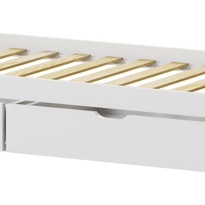 Παιδικό κρεβάτι Mellin τ. Montessori με 2 συρτάρια pakoworld ξύλο πεύκου σε λευκή απόχρωση 90x190εκ