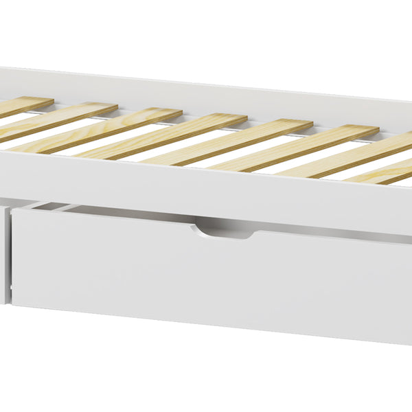 Παιδικό κρεβάτι Mellin τ. Montessori με 2 συρτάρια pakoworld ξύλο πεύκου σε λευκή απόχρωση 90x190εκ