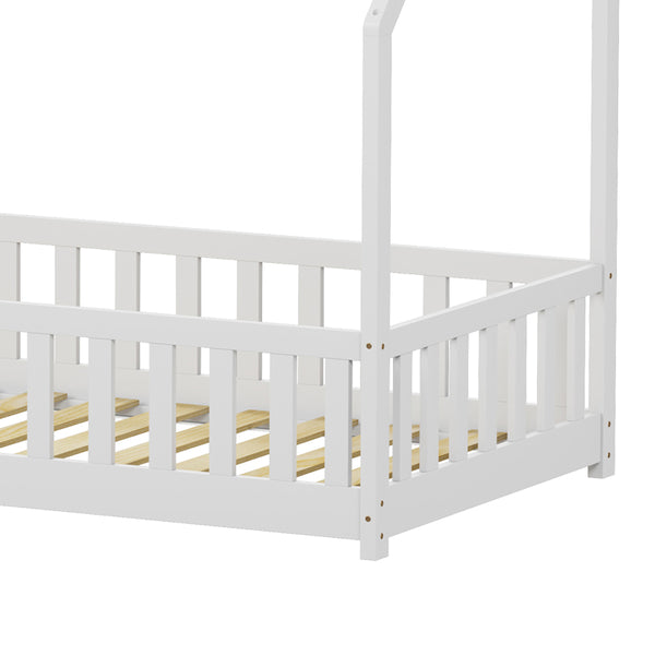 Παιδικό κρεβάτι Callan τ. Montessori με κιγκλίδωμα pakoworld ξύλο πεύκου σε λευκή απόχρωση 90x190εκ