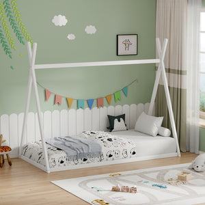 Παιδικό κρεβάτι Lilly τ. Montessori pakoworld ξύλο πεύκου σε λευκή απόχρωση 90x190εκ