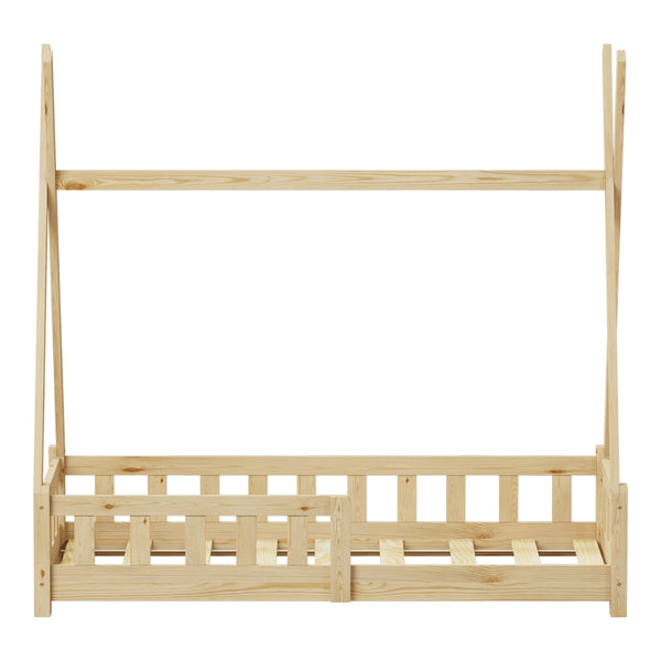 Παιδικό κρεβάτι Noam τ. Montessori με κιγκλίδωμα pakoworld ξύλο πεύκου σε φυσική απόχρωση 70x140εκ