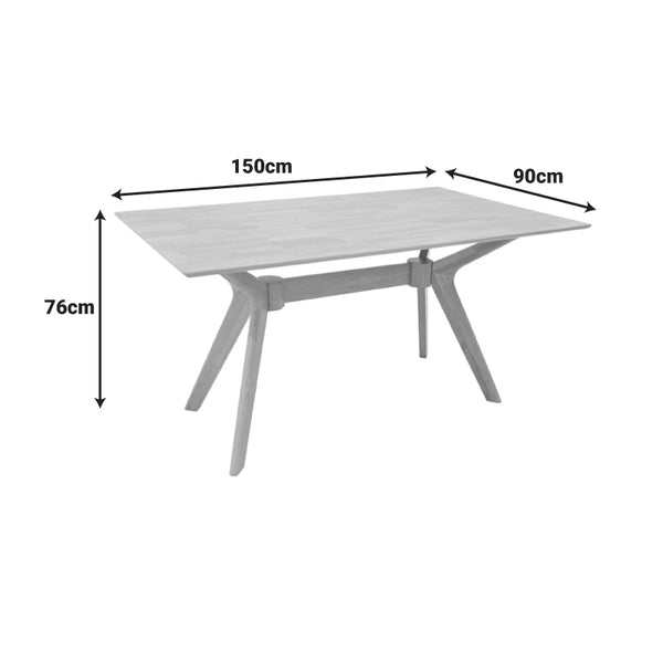 Τραπέζι Raffles pakoworld rubberwood με mdf σε φυσική απόχρωση 150x90x76εκ