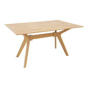 Τραπεζαρία Raffles pakoworld σετ 7τεμ rubberwood με pe rattanσε φυσική απόχρωση 150x90x76εκ
