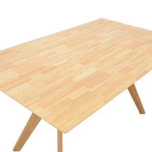 Τραπεζαρία Raffles pakoworld σετ 7τεμ rubberwood με pe rattanσε φυσική απόχρωση 150x90x76εκ