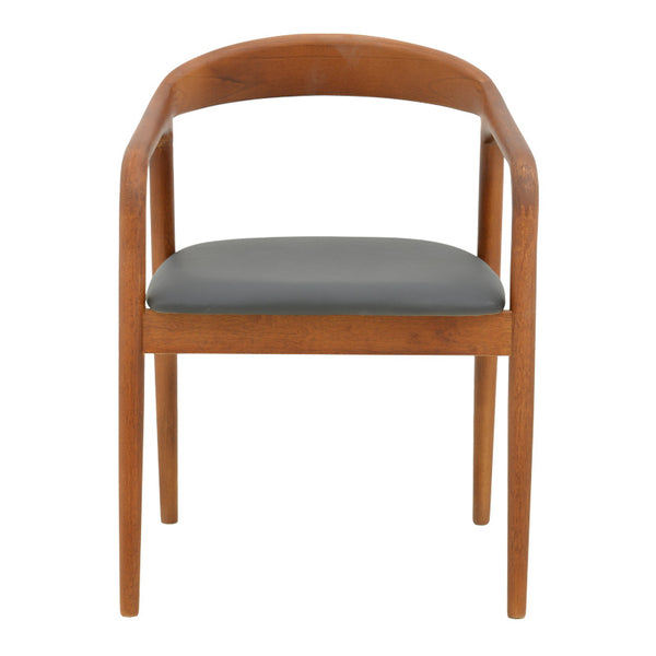 Πολυθρόνα Hogie pakoworld rubberwood καρυδί- μαύρο pu μαξιλάρι 61x60x76εκ