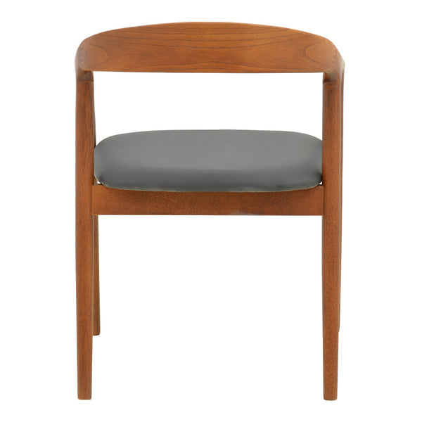 Πολυθρόνα Hogie pakoworld rubberwood καρυδί- μαύρο pu μαξιλάρι 61x60x76εκ