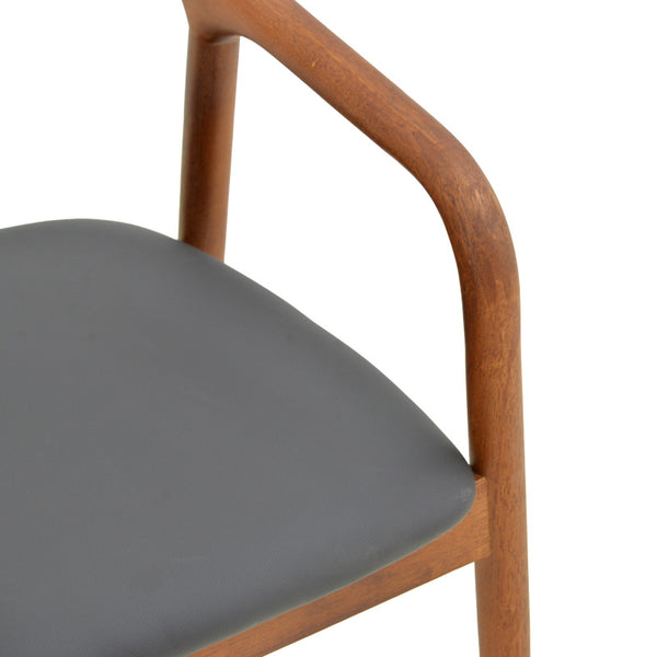 Πολυθρόνα Hogie pakoworld rubberwood καρυδί- μαύρο pu μαξιλάρι 61x60x76εκ