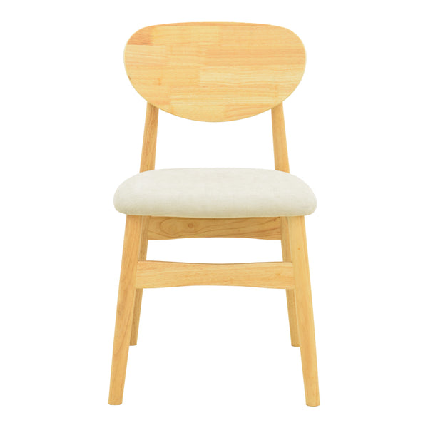 Καρέκλα Cardith pakoworld rubberwood-plywood σε φυσική απόχρωση-ύφασμα γκρι-μπεζ 48x51x78εκ