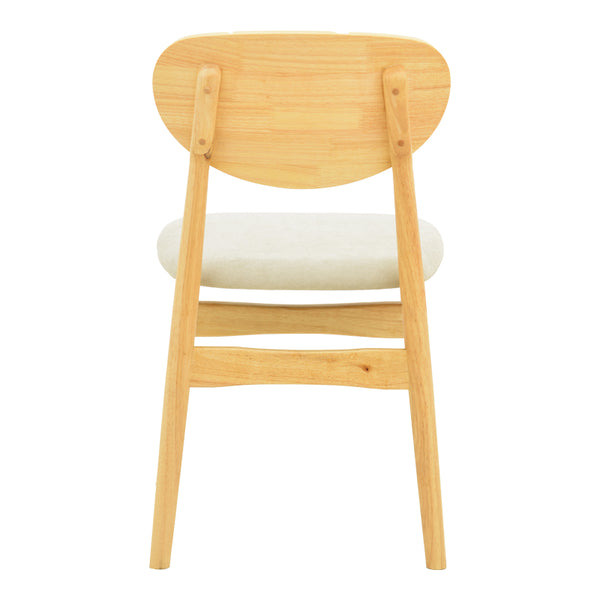 Καρέκλα Cardith pakoworld rubberwood-plywood σε φυσική απόχρωση-ύφασμα γκρι-μπεζ 48x51x78εκ