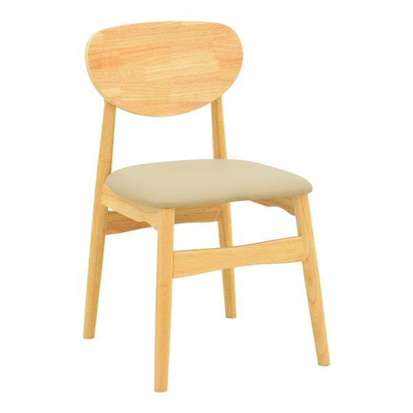 Καρέκλα Cardith pakoworld rubberwood-plywood σε φυσική απόχρωση-pu μπεζ 48x51x78εκ