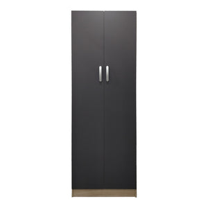 Ντουλάπα δίφυλλη Athos pakoworld σε sonoma-ανθρακί απόχρωση 60x42x180εκ