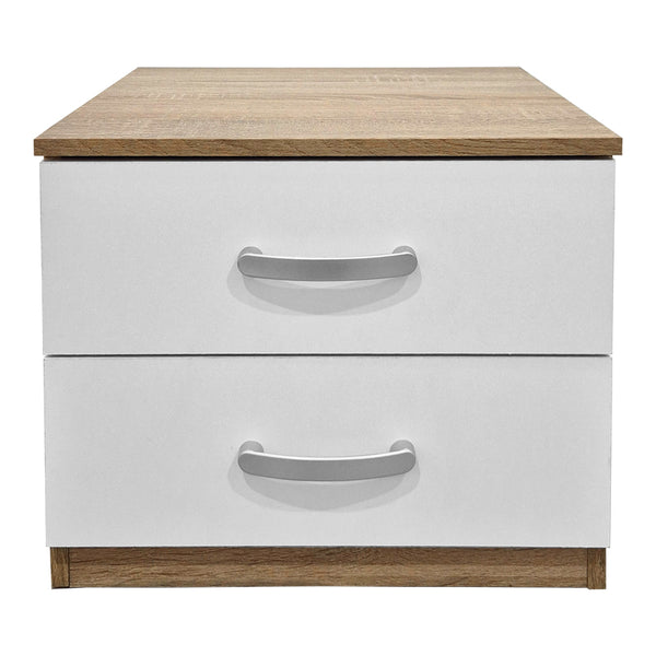 Κομοδίνο Athos pakoworld σε sonoma-λευκή απόχρωση 48x40x41.5εκ