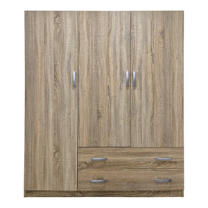 Ντουλάπα τρίφυλλη με 2 συρτάρια Alvia pakoworld sonoma 150x51x180εκ