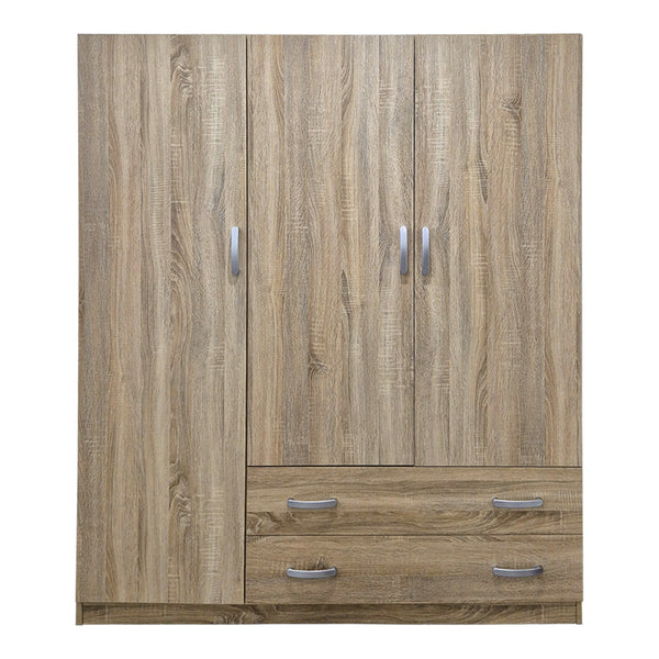 Ντουλάπα τρίφυλλη με 2 συρτάρια Alvia pakoworld sonoma 150x51x180εκ
