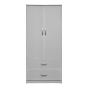 Ντουλάπα δίφυλλη με 2 συρτάρια Alvia pakoworld λευκή 80x51.5x180εκ