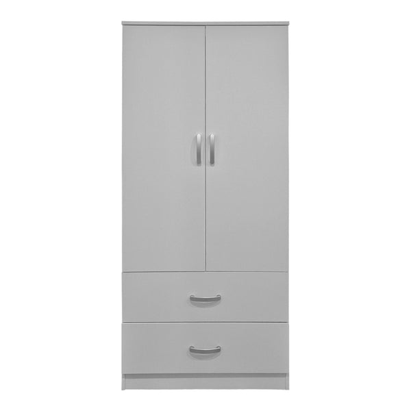 Ντουλάπα δίφυλλη με 2 συρτάρια Alvia pakoworld λευκή 80x51.5x180εκ