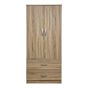 Ντουλάπα δίφυλλη με 2 συρτάρια Alvia pakoworld sonoma 80x51.5x180εκ
