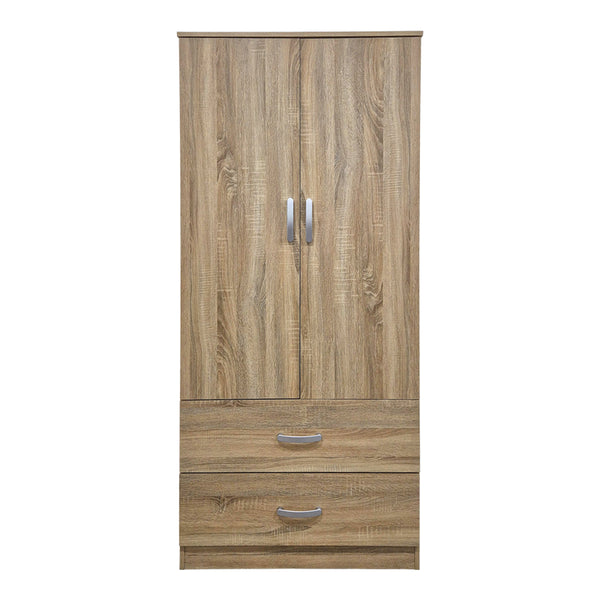 Ντουλάπα δίφυλλη με 2 συρτάρια Alvia pakoworld sonoma 80x51.5x180εκ
