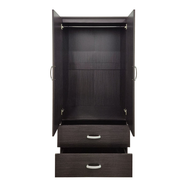 Ντουλάπα δίφυλλη με 2 συρτάρια Alvia pakoworld wenge 80x51.5x180εκ